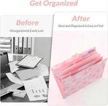 SKYDUE Pink Expanding File Folder With 5 Pockets, Cute Accordion File Organizer, Portable Receipt Paper Documents Organizer, Letter Size Filing Folder School Office Supplies - MàuF - Xem 8