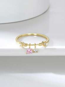 ORSA JEWELS 1枚心形锆石925纯银戒指，女士时尚指环饰品，婚礼派对配饰，圣诞节、新年、生日、周年纪念日、情人节礼物 - 金黃色 - 查看 15