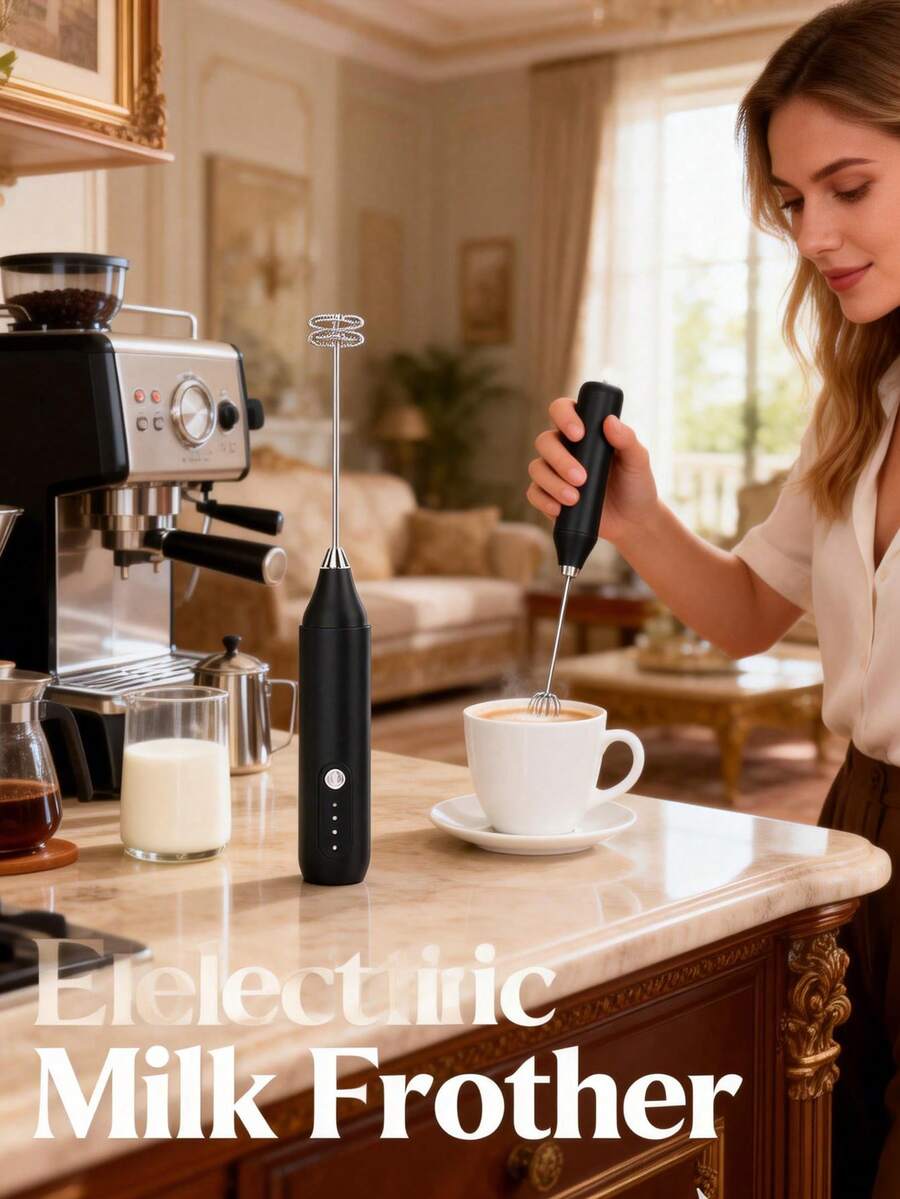 1个电动可充电迷你奶泡器，电动搅拌器，小型厨房及餐饮工具，手持式咖啡奶泡器，奶泡器，电动搅拌棒，家用微型电动奶泡器，手持式奶泡器 - 彩色 - 查看 1