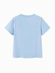 Balabala Girls' Short Sleeve T-Shirt, Round Neck, Breathable Quick-Dry Fabric, Soft And Comfortable, Suitable For Summer Wear - Light Blue - View 5