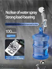 1pc No-Drill Shower Caddy, Adjustable Bathroom Shower Head Holder, Universal Wall-Mounted Shower Base, Suitable For Bathroom And Bathtub,Bathroom Storage,Bathroom Accessories,Bathroom Shelf,Shower Caddy - Silver - View 4