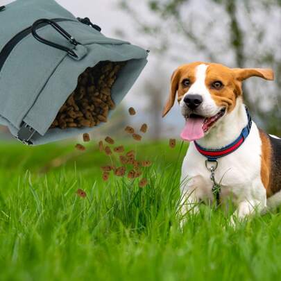 Outdoor Dog Walking Pet Snack Bag, Waterproof Canvas Dog Poop Bag Dispenser With Elastic Clip, Dog Food Bag