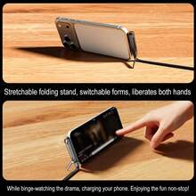 Durcord 二合一 240W（最大）快充折叠支架数据线，尼龙编织快充线，可折叠手机/平板支架，Type-C 转 Type-C，兼容 17/16/15/CarPlay、荣耀手机、笔记本电脑、平板电脑，高效充电线 - 彩色 - 查看 4