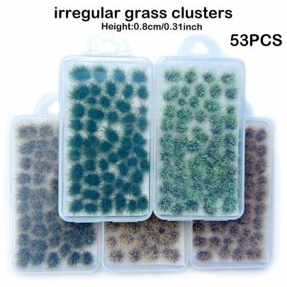 8MM 53plants/Box Self-Adhesive Miniature Landscape Grass Clumps For DIY Sand Table Model Landscaping Material