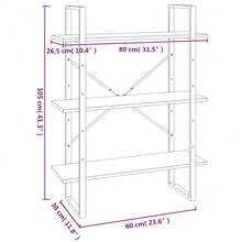 vidaXL Biblioteca 5 ebenex Sonoma cinza 80x30x175 cm - Cinza - Ver 10