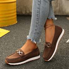 Daily Casual Shoes Women Fashion Chain Decorated Low Top Round Toe Comfortable Lightweight Loafers Womens Shoes Spring Fall Loafers Flats Outdoor Walking Travel - 咖啡棕 - 查看 3