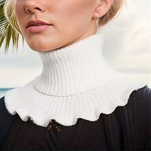 1pc Women's Knitted Cropped Dickey Collar Layering Piece - White - View 1