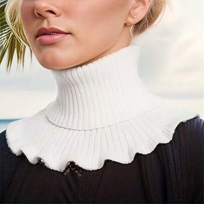 1pc Women's Knitted Cropped Dickey Collar Layering Piece