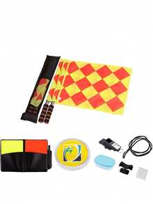 一套专业足球裁判装备 - 红黄牌、哨子、边线旗、边裁旗、足球训练及比赛装备 - 彩色 - 查看 12