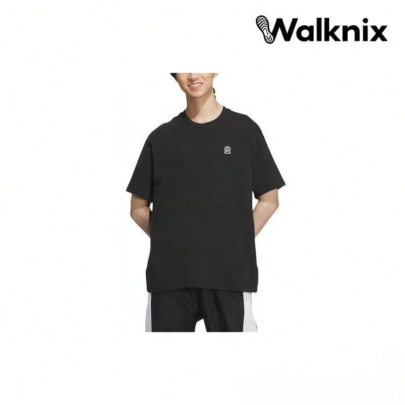 Adidas Solid Color Logo Loose Round Neck Short Sleeve T-Shirt Black Tops Men - Nhiều màu - Xem 1