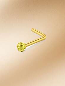 CIZME 1 pieza Anillo de nariz con forma de L chapado en oro de 18K, 20G, joyería de piercing de nariz con pendiente de circonita cúbica para fiesta de Ramadán - Dorado - Ver 17