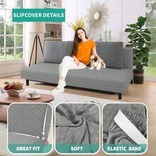Funda para futn con diseo de Jacquard de Alta Elasticidad, sin Brazos, para sof Cama, Protector Antideslizante para Muebles con Fondo elstico futn, Gris Claro - Grisclarofutn - Ver 3