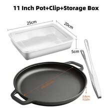 Multi-Function Cast Iron Non-Stick Griddle Cast Iron Pot , 28cm/11in Wok Even Heat Distribution,Durable And Warp-Resistant,Rust-Proof,Oven Suitable For Pizza,BBQ,Camping,Perfect Gift For Housewarming And Kitchen Enthusiasts. - Black - View 11