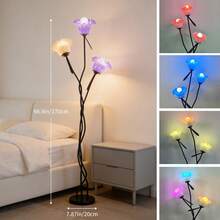 1pc (Feed Bulbs*3 )American Retro Garden Flower Floor Lamp, Net Red Creative Floor Lamp, Style Atmosphere, Sweet, Elegant, Suitable For Bedroom, Living Room, Office, Studio Floor Lamp (Free 3 RGB Bulbs) - 美規A型插(110-127V) - 查看 13