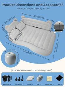 Car Backseat Inflatable Mattress Portable Travel Mattress Thickened Car Mattress Camping Mattress With Electric Air Pump Includes Two Pillows Mattress Size: 53.1 X 33.8 Inches Universal Car Backseat Inflatable Sofa Suitable For Camping, Travel, Home Use (Gray) - Cartoon Version - View 5