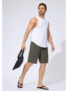 Men's Swim Trunks Quick Dry Board Shorts With Zipper Pockets Beach Shorts Bathing Suits Men - No Mesh Liner - 板岩綠 - 查看 2