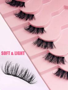 Asiteo Eid Al-Fitr 7 Pairs Half Eye False Eyelashes With Clear Band ,Natural Fluffy Lashes,Cat Eye Lashes End Eye Elongated Lashes For Daily Wear,Vocation,Beach,Parties,Shine,Wedding Use Strip Lashes - Half Eyelashes - View 5