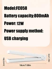 迷你USB充电式无线卷发棒/直发器，两用便携式美发工具，无线直发器充电器，无损USB充电式卷发棒/直发器 - 彩色 - 查看 2
