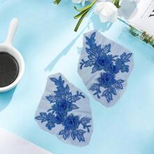 [Free Shipping]4Pcs Blue Flower Lace Applique 3D Floral Embroidery Vintage Appliques Polyester Soild Embroidered Trim Sew On Patches Bulk For Sewing MaFKing Dresses Clothes Gowns Wedding Bridal Costumes DIY - 皇家藍 - 查看 7