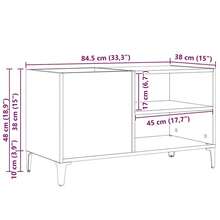 vidaXL Meuble à vinyles Chêne noir 84,5 x 38 x 48 cm Bois d'ingénierie - Noir - Voir 11