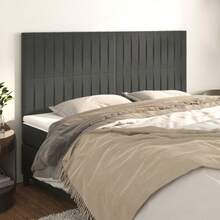 vidaXL Tête de lit Gris foncé 200 x 5 x 118/128 cm velours - Gris - Voir 1