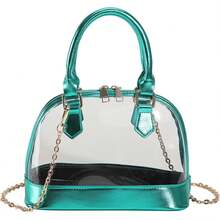 Clear Crossbody Bag For Women - Transparent Shell Shaped Purse With Chain Strap, PVC Concert Festival Bag - màu đen - Xem 1