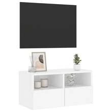 vidaXL Meuble TV mural blanc 60x30x30 cm bois d'ingénierie - Blanc - Voir 5