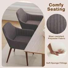 Lifezeal Dining Chairs Set Of 2 Upholstered Accent Chairs With Comfy Padded Backrest Beige/Black/Gray - 灰色 - 查看 6