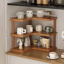 Étagère de rangement de bureau multicouche, étagère à épices d'angle de cuisine, porte-tasses, étagère de rangement de livres de table, étagère de rangement pour la maison - Taupe - Voir 4
