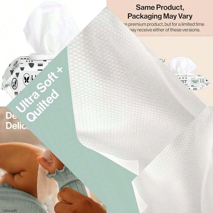 Hypoallergenic EWG Verified 99% Water Compostable Plant-Based Baby Wipes for Clean Conscious Use with Pattern Play - Embalaje estándar - Ver 1