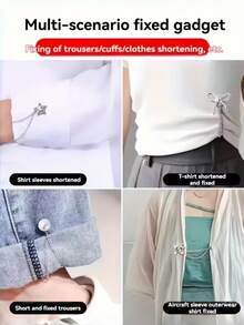 2pcs Solid Color Adjustable Shirt Clips For Women, Butterfly & Heart Decor - Instantly Shorten Sleeves, Suitable For Blouses, Dresses, Pants - Elegant Design, Multiple Colors, Butterfly Decoration - Multicolor - View 8