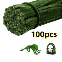 100/200/300/500/1000pcs Military Green Flocked Sticks - Multipurpose Tubular Cleaning Swabs Suitable For Various DIY Craft Projects, Bulk Packaging Sizes Available - Army Green Pipe Cleaners - View 9