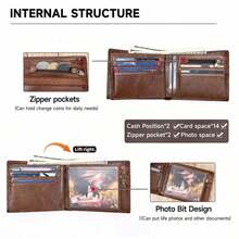 Genuine Leather RFID Anti-Theft Brush Wallet Top Layer Cowhide High-End Business Wallet Classic Fashion Multi Slot Wallet Fall Men's For Man Wallet Christmas Gifts Gift Thanksgiving Vintage Gifts For Men Wallet Purse Wallet Small Wallet Men Wallet Leather - 咖啡 - 查看 8