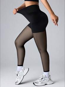 Women's Minimalist Athletic Training Pants, Casual Comfortable Sports Leggings, High Stretch Capri Pants, Suitable For Commuting And Yoga, Women's Sportswear, Knit Fabric, Stretchy & Comfortable, Suitable For Daily Wear And Workout - Black - View 5