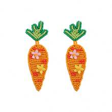 1 Pair Handmade Beaded Easter Egg & Rabbit Dangle Earrings, 2026 New Cute Rabbit Paw & Carrot Pearl Earrings, Suitable As Easter Holiday Party Accessories And Gifts - Multicolor - View 13