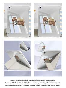 Etui na iPada z motywem jamnika, kokardką i wzorem wiśni, odpowiednie do iPada Air 4/5 (10,9 cala), iPada 7/8/9 (10,2 cala) z gniazdem na Apple Pencil, pasuje również do Tab S6 (10,4 cala), Tab A7 Lite (8,7 cala), skórzane etui ochronne, idealne na powrót do szkoły, Walentynki i prezenty noworoczne - Wielokolorowe - Zobacz 8