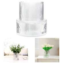 Ribbed Glass Vase, Flower Vase, Fluted Vases Flowers, Modern Vases Living Room, Dining Table, Entryway, Shelf, Wedding, Office, Coffee Table, Birthday, 5 Inches - 清晰+大 - View 1