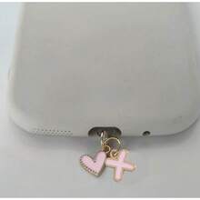 1pc Pink Heart-Shaped Metal Dust Plug, 26 Letter Heart Charging Port Protector Cover, DIY Phone Decor Compatible With Apple/Type-C, Mobile Device Dust-Proof Accessory, Girly Letter Heart Dust Plug, Gift For Friends, Valentine's Day Gift, Festival Small Gift Gifts For Mother, Family, Friends, Kids, Birthday, Holiday Phone Accessories Phone Charm - Pink IPhone - View 19