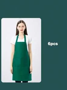 1pc/3pcs/6pcs Unisex Apron With 1 Spacious Pocket, Machine Washable, Suitable For Kitchen, Crafts, BBQ, Painting - Dark Green - View 9
