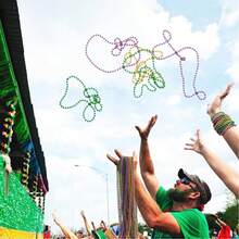 Gras Beads, Bulk Green, Purple, Gold Metallic Gras Necklaces, Gras Bead Necklace Costume Accessories Set, Suitable For Parades, Throws, Parties, Decorations And Gifts