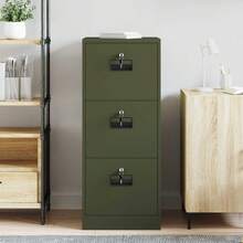 vidaXL Armário de dossiê com gaveta verde oliva 44 x 50 x 106,5 cm - Verde Azeitona - Ver 4