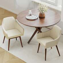 Lifezeal Dining Chairs Set Of 2 Upholstered Accent Chairs With Comfy Padded Backrest Beige/Black/Gray - 米色 - 查看 4