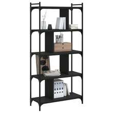 Libreria vidaXL a 5 ripiani, nera, 76x32x158 cm, in legno ingegnerizzato - nero - Visualizzare 3