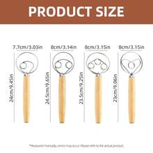 不锈钢丹麦蛋双环打蛋器 | 手动搅拌器，橡木手柄，易于使用，搅拌均匀，适用于面包、糕点、打发奶油，厨房烘焙工具 - 无需用电 - - - 查看 2