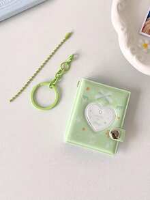 1pc 2-Inch Heart-Shaped Mini Photo Album Keychain, Fits 32 Photos, Hollow Heart Cover Design, Suitable For Fans To Carry Around - Multicolor - View 13