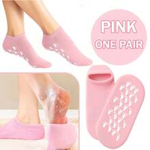 1 Pair Moisturizing Gel Socks For Repairing And Softening Dry Cracked Feet Skins - Soft Spa Socks ,Soft Feet Moisturizer Spa & Pedicure Socks For Dry Cracked Heels, Calluses,Gel Spa Socks For Repairing (Blue/Pink) - 粉色 - 查看 10
