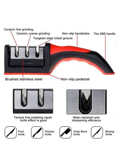 Level 4 Professional Knife Sharpener - Easy To Manually Sharpen Tool, Suitable For Home Use, Easy To Sharpen - High Quality PP And TPR Body, Durable And Long-Lasting