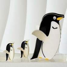 3件套女士可爱动物元素仿企鹅发夹，迷你款和大号款，马尾辫发圈，发饰，适合日常佩戴，波西米亚风，可爱派对女士发爪，优雅发夹 - 彩色 - 查看 7