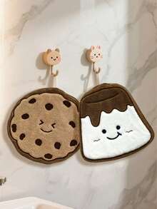 New Arrival Hot Selling Cute Hand Towel, Coral Fleece Hand Towel, Kitchen/Bathroom Absorbent Cleaning Cloth, Hanging Hand Towel, Cartoon Design, Coral Fleece, Thick & Absorbent, No Shedding - Biscuit - View 13