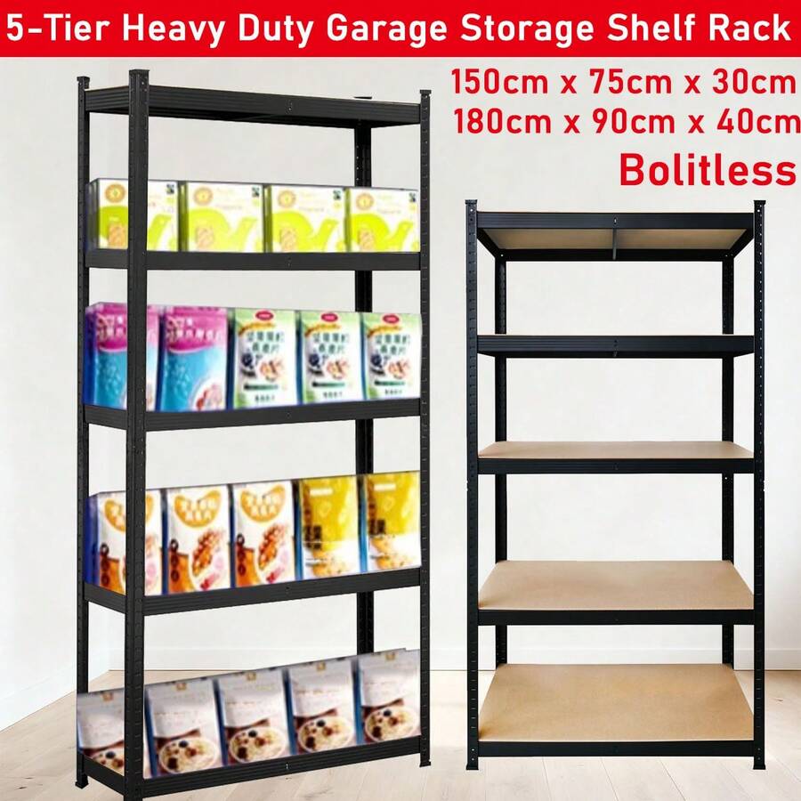 Heavy-Duty Utility Shelving Boltless Steel Screwless Storage Rack, 5 ...